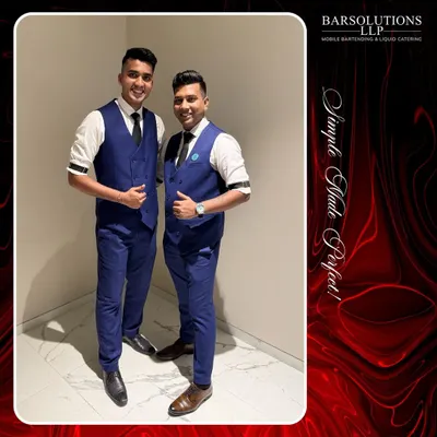 Our professional mixologists Aakash Maharana and Ramjeet Thakur, dressed to impress for the exclusive Bvlgari product launch. We ensure our team's presentation always matches the caliber of the event.