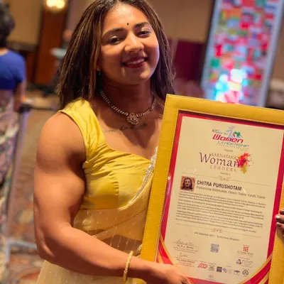 It was an honor to receive the Karnataka Women Leaders Award for my work as a professional bodybuilder, fitness trainer, and karate trainer. This recognition means the world to me.