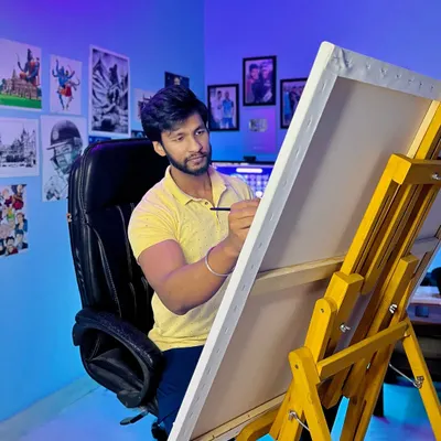 In my studio, where the magic happens. Turning my passion for art into my profession has been a dream come true, and this is the space where I create every day.