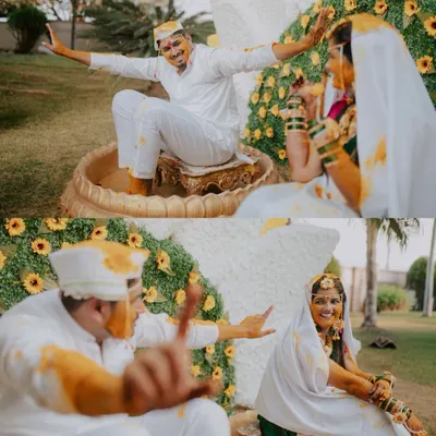 The pure fun and energy of a Haldi ceremony. I focus on capturing these unscripted moments of celebration as the couple gets showered with love and turmeric.