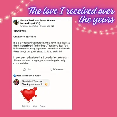 This review from a client in the Powai Women Networking community speaks to the power of signature analysis. Even a small correction can have a profound impact on your self-belief and how you present yourself to the world.