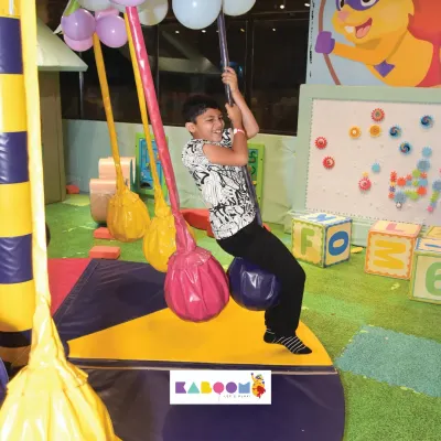 Swinging into fun! Our hanging ball swings are a great way for kids to work on their balance and have a blast.