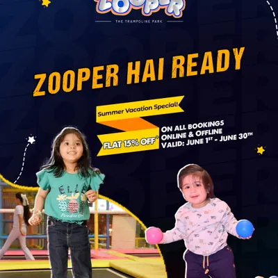 Zooper hai ready for summer vacation. We're offering a flat 15% off on all bookings to make your break even more special.