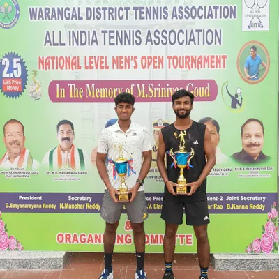 Congratulations to our trainee Anup Bangargi, on the right, for winning the doubles title at the All India 2.5 Lac Men's Open Tournament in Warangal.
