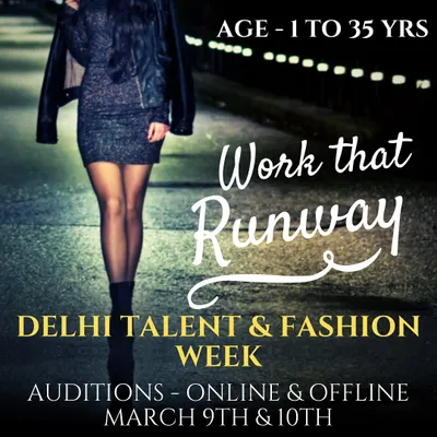 This promotional graphic for our auditions calls on talent of all ages to "Work that Runway." We hold both online and offline auditions to make it accessible for everyone to participate.