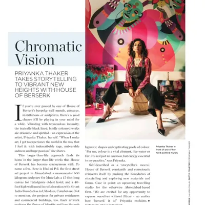A feature in Livingetc India, highlighting our use of vibrant color and storytelling. The article describes our work as an "expression of the artist, Priyanka Thaker, herself... with indescribable rage, undeniable sadness and huge passion."
