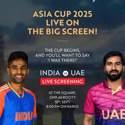 An announcement for the Asia Cup 2025 live screening. This poster captures the excitement of an India vs UAE match, promising a big-screen experience you'll want to be a part of.