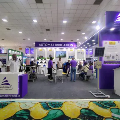 Our professionally designed booth at Agri Intex 2025, ready to welcome farmers and industry partners. The stall is set up to showcase our wide range of smart irrigation solutions, including solar-powered options.