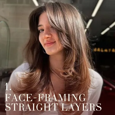 Face framing straight layers are timeless for a reason. This cut adds soft movement around the face, creating an effortless vibe that enhances your natural features without requiring a lot of styling.