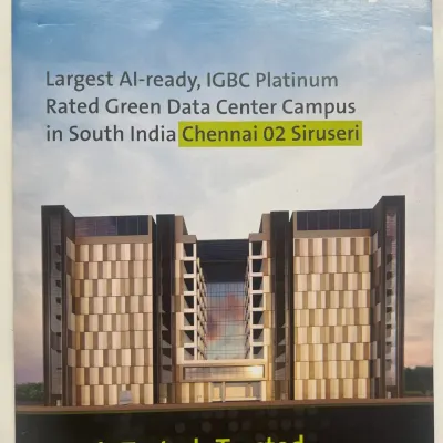 A render of the award-winning AI-ready Green Data Center in Chennai, which we designed to achieve an IGBC Platinum rating. The facade's design is not just for aesthetics; it contributes to the building's overall energy efficiency.