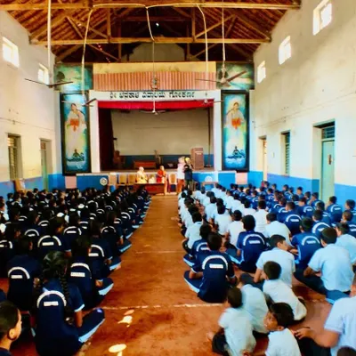 Students gathered at Shri Bhadrakali English Medium School in Gokarna for our Coexistence Awareness Campaign. It is inspiring to see so many young minds eager to learn about living compassionately with animals.