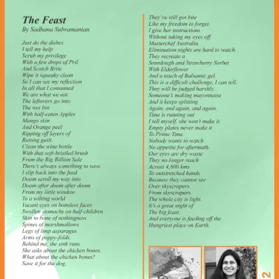 "The Feast" by Sadhana Subramanian, Poem 12 from our "Independence & Me: Echoes of Freedom" series. We celebrated the spirit of independence by sharing a poem a day.