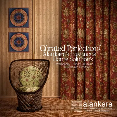 This image encapsulates my philosophy: Curated Perfection. I provide luxurious home solutions, from wallpapers and blinds to custom furniture, all designed to turn your home into a masterpiece.