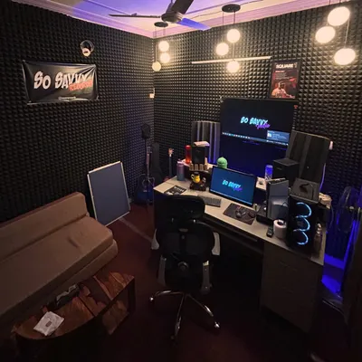 A wider look at my production setup at So Savvy Studios. The space is designed for focus and creativity, with professional gear and an environment that lets artists vibe and record comfortably. This is the engine room for all So Savvy Records projects.