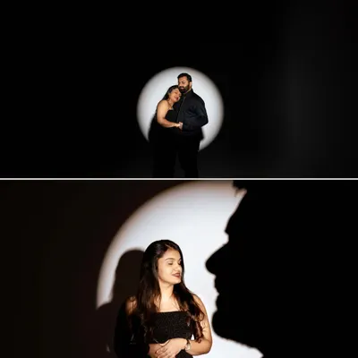 In the studio, I use dramatic spotlighting to create a sense of intimacy and focus. These shots play with light and shadow to produce modern, high-contrast portraits that feel like stills from a classic film.