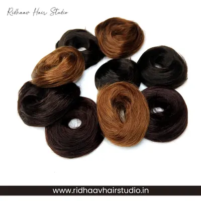 Our premium hair scrunchies, made from 100% human hair, are available in a variety of natural shades. They provide a strong but gentle hold, perfect for creating elegant buns and ponytails.