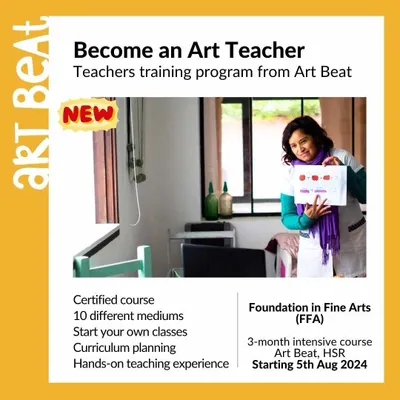 Announcing our new Teacher Training Program. The 3-month Foundation in Fine Arts (FFA) course is designed to certify you as an art teacher, covering 10 mediums and practical teaching skills.