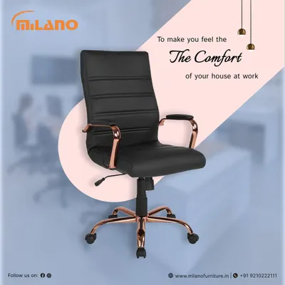 Feel the comfort of your house at work with our ergonomic office chairs. This model features a sleek black leatherette finish with rose gold accents, combining style and support.