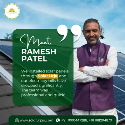 **Meet Ramesh Patel, a satisfied client who is enjoying lower electricity bills.** He highlights that my team was professional and quick. This is the standard of service I strive to provide for every installation.