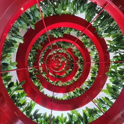 This hypnotic spiral shows the beginnings of a unique Christmas tree installation we built at the Westin Mumbai Powai. We love finding creative and epic ways to celebrate the season with greenery.