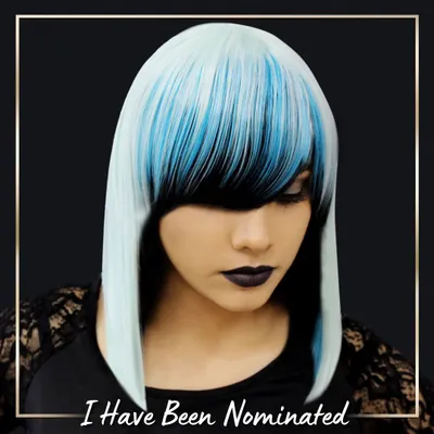 This was the official nomination post for the 2024 International Vivid Colorist of the Year award. The look features a sharp bob with a dramatic contrast between icy blue, platinum, and a deep black base, showcasing my technical skill in color blocking.