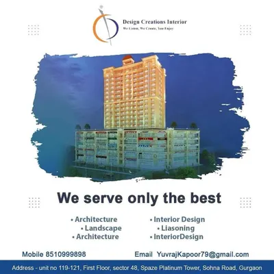 My company, Design Creations Interior, provides a full suite of services including architecture, landscape design, and complete interior design solutions. I am based in Gurgaon and serve clients looking for high-quality, reliable work.