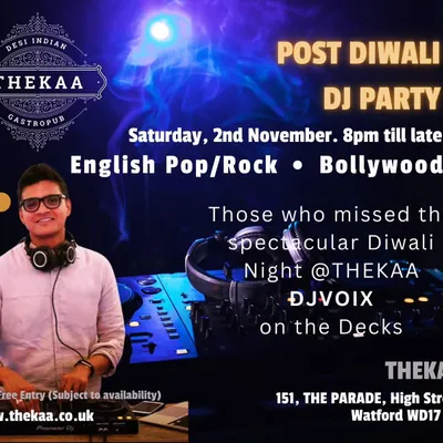 Festival celebrations are some of my favorite events to DJ. For this post-Diwali party at Thekaa Gastropub, I curated a special mix of English Pop, Rock, and Bollywood hits to keep the festive spirit alive.