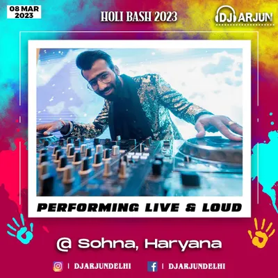 A poster from my Holi Bash 2023 performance. I love playing for festivals; the energy is always incredible. I specialize in creating the perfect playlist for any festive theme.