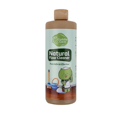 A natural floor cleaner in an eco-friendly bottle, shot on a pure white background for e-commerce listings.