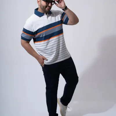 A clean e-commerce shot for a plus-size men's fashion brand. The white background and clear lighting ensure the product is the hero of the image.