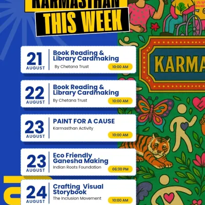 Our weekly schedule at Karmasthan is always packed! From book readings and craft sessions to workshops on making eco-friendly products, there's always something happening at our volunteering hub.