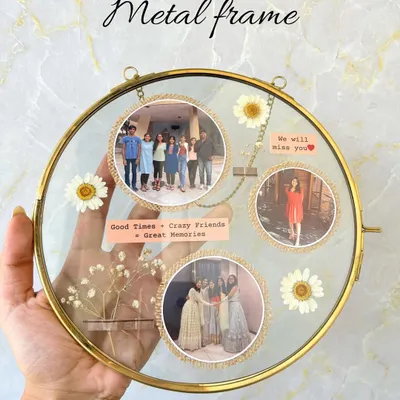 This round metal frame is one of my most popular items for farewell gifts. You can customize it with multiple photos and little notes to capture all your crazy memories with friends.