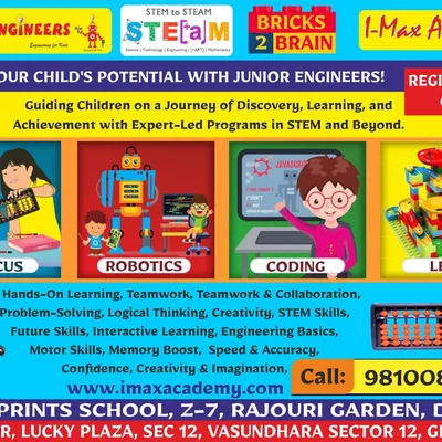 We are excited to offer our full range of STEM and creative programs at our centers in Rajouri Garden, Delhi, and Vasundhara, Ghaziabad. We provide expert-led classes in Abacus, Robotics, Coding, and LEGO to build future-ready skills.