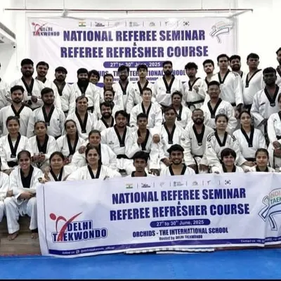 A group photo with all the black belt participants at the IT Taekwondo National Referee Seminar in 2025.