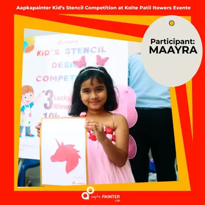 Meet Maayra, one of the shining stars from our Navratri Kids Stencil Competition at Kolte Patil iTower Exente. Her creativity and festive spirit were on full display in her beautiful unicorn artwork.