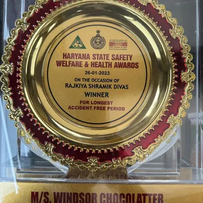 This plaque from the Haryana State Safety Welfare & Health Awards recognizes our facility for the "Longest Accident Free Period". We prioritize the safety and well being of our team in every aspect of our work.