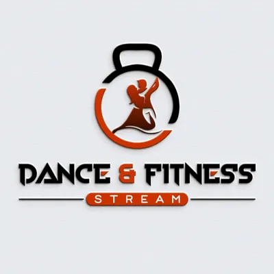 Our official Dance & Fitness Stream logo. The design combines a kettlebell with a dancing couple, representing our core philosophy of achieving fitness through the joy of dance.