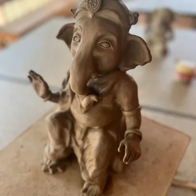This is my hand-sculpted Ganesha for 2024. Every year, the process of making him feels so peaceful and brings me so much joy and motivation.