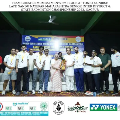 Proud moment for the team, securing 3rd place at the Yonex Sunrise Maharashtra Senior Inter-District & State Badminton Championship. This is a huge achievement.