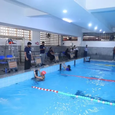 Our campers learn and play in our expansive, state-of-the-art indoor swimming pool. This facility, which also hosts prestigious inter-school aquatic meets like NAUTICA, provides a professional and safe environment for swimmers of all levels.