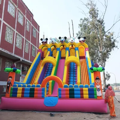 This is our massive 5-lane inflatable slide. It's one of the biggest we make and is perfect for large community events, school fairs, or big birthday parties.