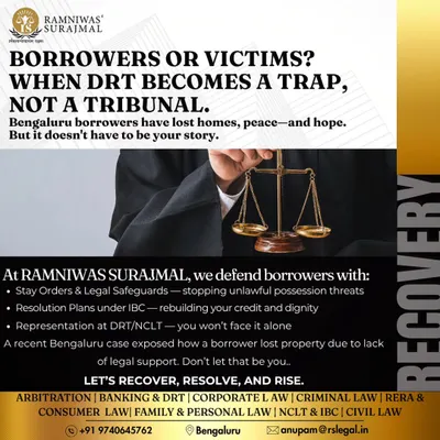 Are you a borrower or a victim? When the Debt Recovery Tribunal (DRT) becomes a trap, you need legal safeguards. We defend borrowers by stopping unlawful possession threats and providing strong representation at the DRT and NCLT.