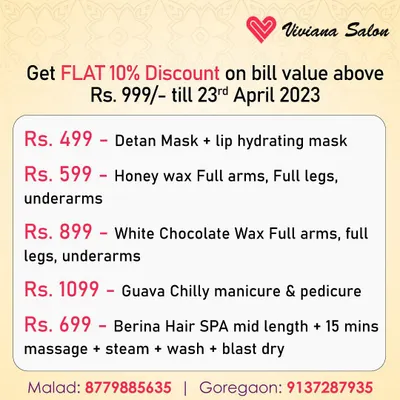 To celebrate Akshaya Tritiya and Eid, I put together these special offers. This includes deals on de-tan masks, honey and white chocolate waxing, Guava Chilly mani-pedis, and hair spas.