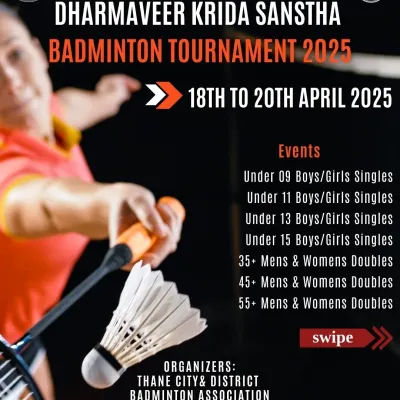 This professional tournament poster clearly outlines the different age categories I cater to, from Under 9 juniors to 55+ veterans. It shows my capability in organizing events with diverse formats like singles and doubles for both boys, girls, men, and women.
