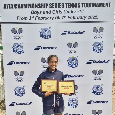 A fantastic double crown for Tuhina Roy, winning both the Singles and Doubles titles at the All India Championship Series Under 14 event in Mumbai.