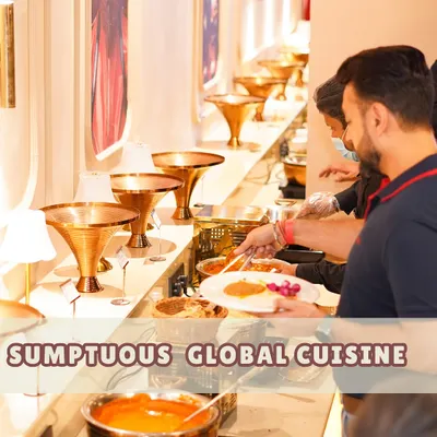 Our sumptuous global cuisine is a key part of the Wooray Elite experience. We offer a wide variety of delicious dishes served in a beautiful buffet style, ensuring there's something for every palate.