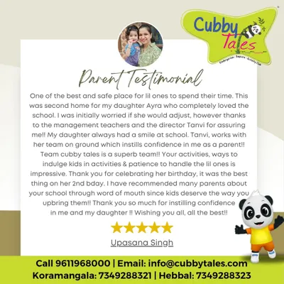 Nothing makes us happier than hearing from our families. This parent's testimonial about her daughter's journey with us reaffirms our commitment to creating a safe, loving, and confidence building second home for every child.