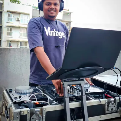 My professional DJ console ready for an outdoor event. Using reliable Pioneer equipment means I can deliver a flawless performance, whether it's a day party or a night-time celebration.