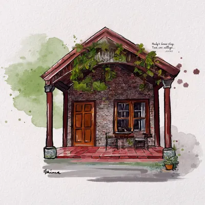 This is a sketch of a cozy homestay in Tam Coc, Vietnam. I love capturing the charm of the places I visit, and I can create a similar architectural portrait of a meaningful place for you, like a childhood home or a favorite vacation spot.