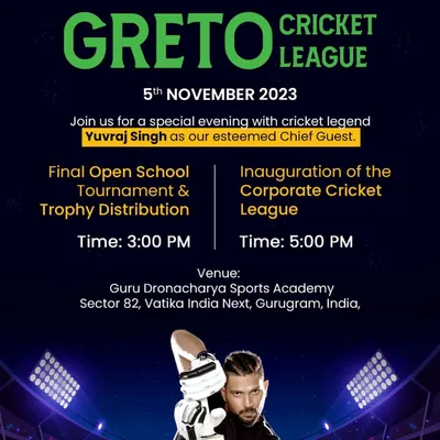 We specialize in organizing large-scale cricket events like the Greto Cricket League. This event featured Yuvraj Singh and included both a school tournament final and the inauguration of a corporate league.